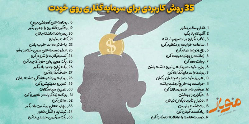 ۳۵ روش کاربردی برای سرمایه‌گذاری روی خودت