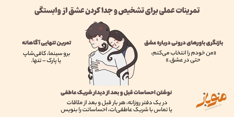 تمرینات عملی برای تشخیص و جدا کردن عشق از وابستگی